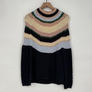 Caslon‎ Sweater Womens XS Multicolor Striped Cotton Wool Raglan Sleeve Mock Neck
